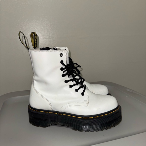 Dr Martens Jadon Boot Smooth Leather Platforms in White - Picture 6 of 6